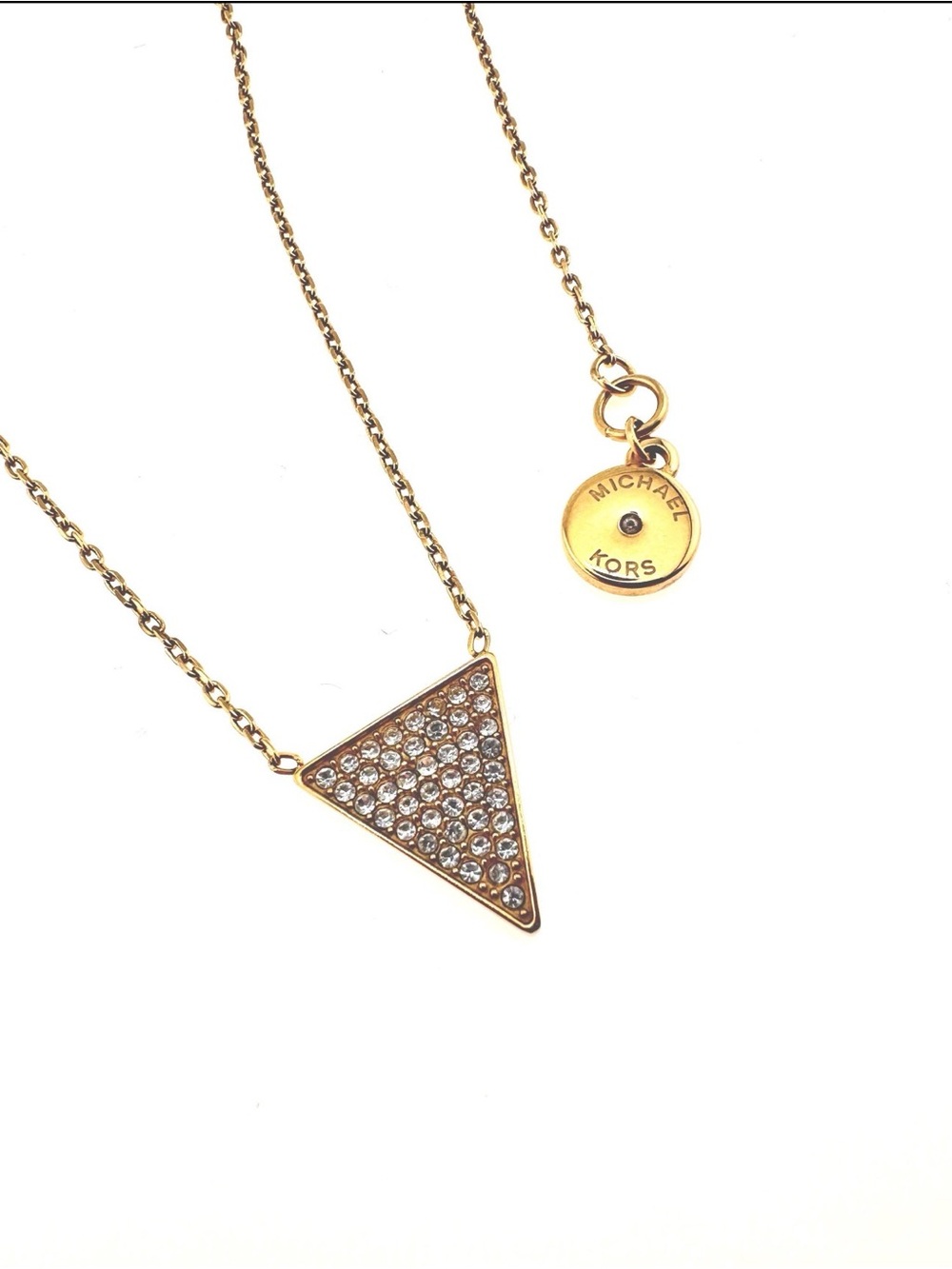 Michael Kors Gold Triangle Crystal Pavé Pendant Necklace